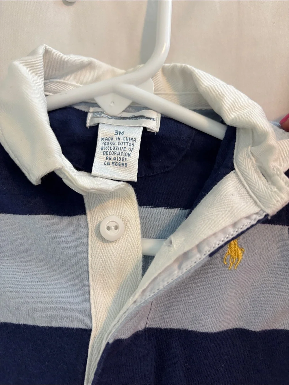 Ralph Lauren Baby Boys Navy & Light Blue Stripe One-Piece Romper